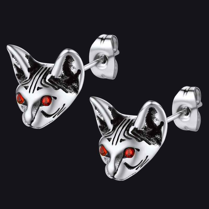 Flash Quirky Cat Kitten Stud Earrings for