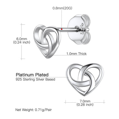 Sterling Silver Celtic Knot Heart Stud Earrings for Girl
