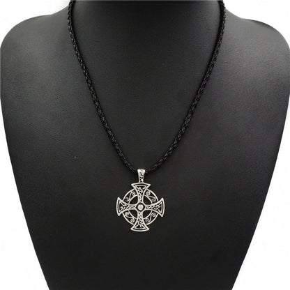 Celtic Solar Cross Pendant Necklace / Zinc Pewter Amulet / and Jewelry