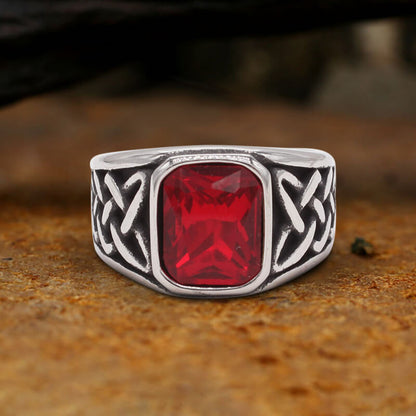 Viking Celtic Knot Gem-set Stainless Steel Ring