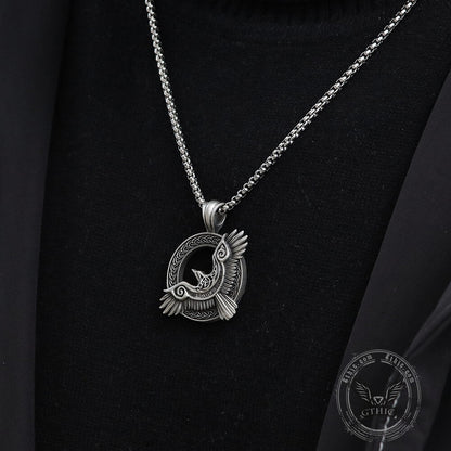 Celtic Knot Raven Pure Tin Viking Necklace