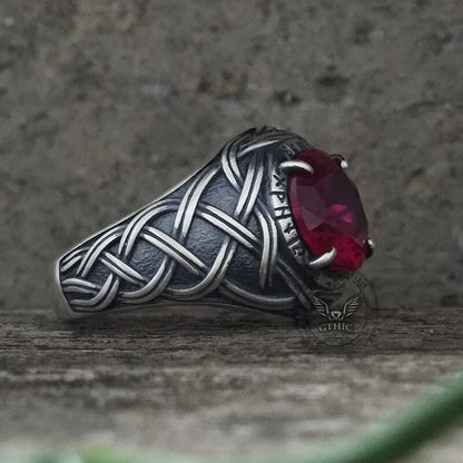 Celtic Knot Viking Rune Zircon Sterling Silver Ring