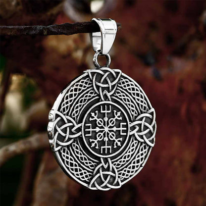 Celtic Triangle Knot Vegvísir Stainless Steel Pendant