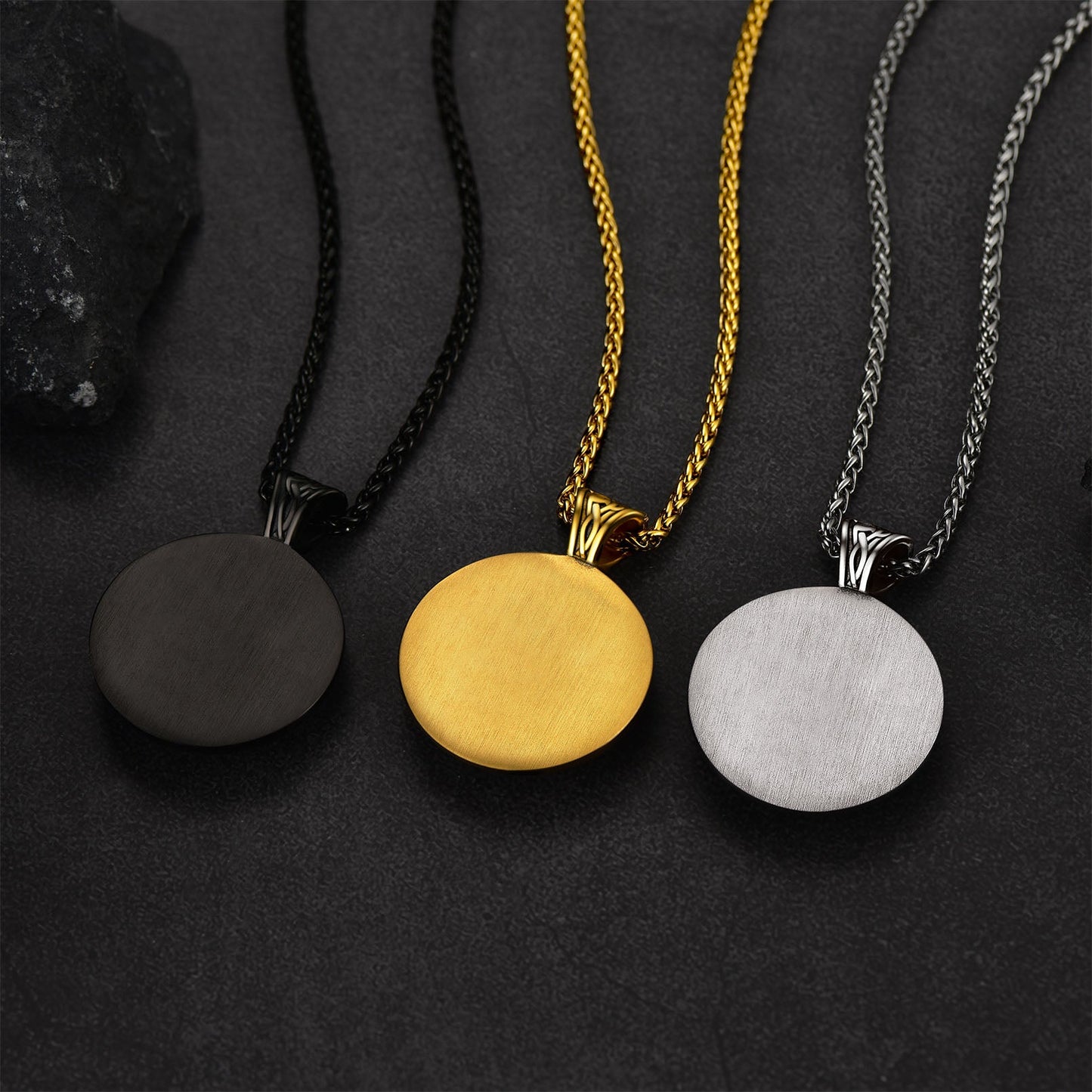 Viking Wolf Medal Necklace With Runes Jewelry for