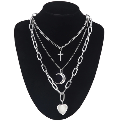 Chain Necklace With Heart for / Aesthetic Layered Necklace