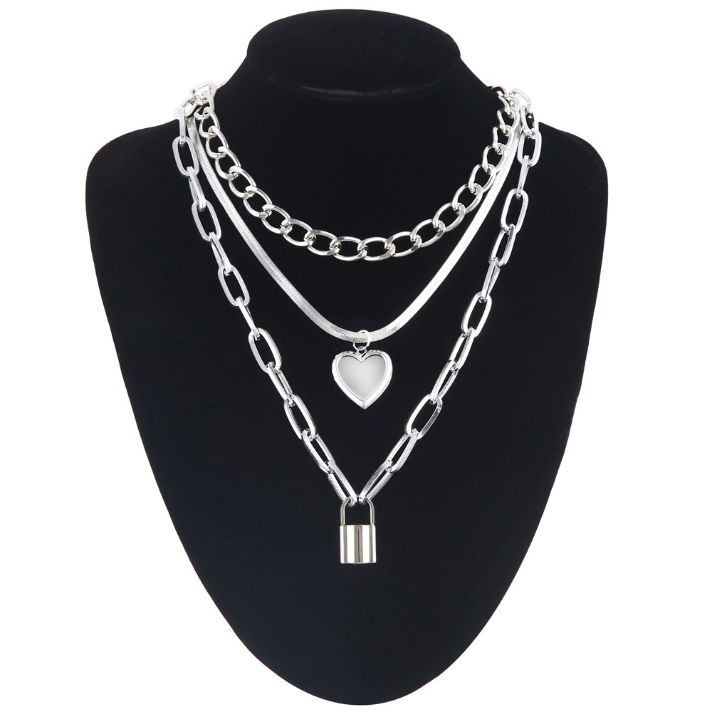 Chain Necklace With Heart for / Aesthetic Layered Necklace