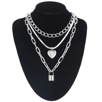 Chain Necklace With Heart for / Aesthetic Layered Necklace