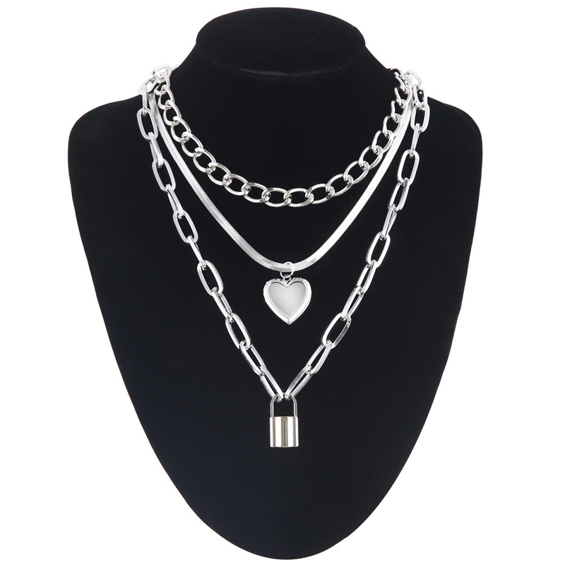 Chain Necklace With Heart for / Aesthetic Layered Necklace