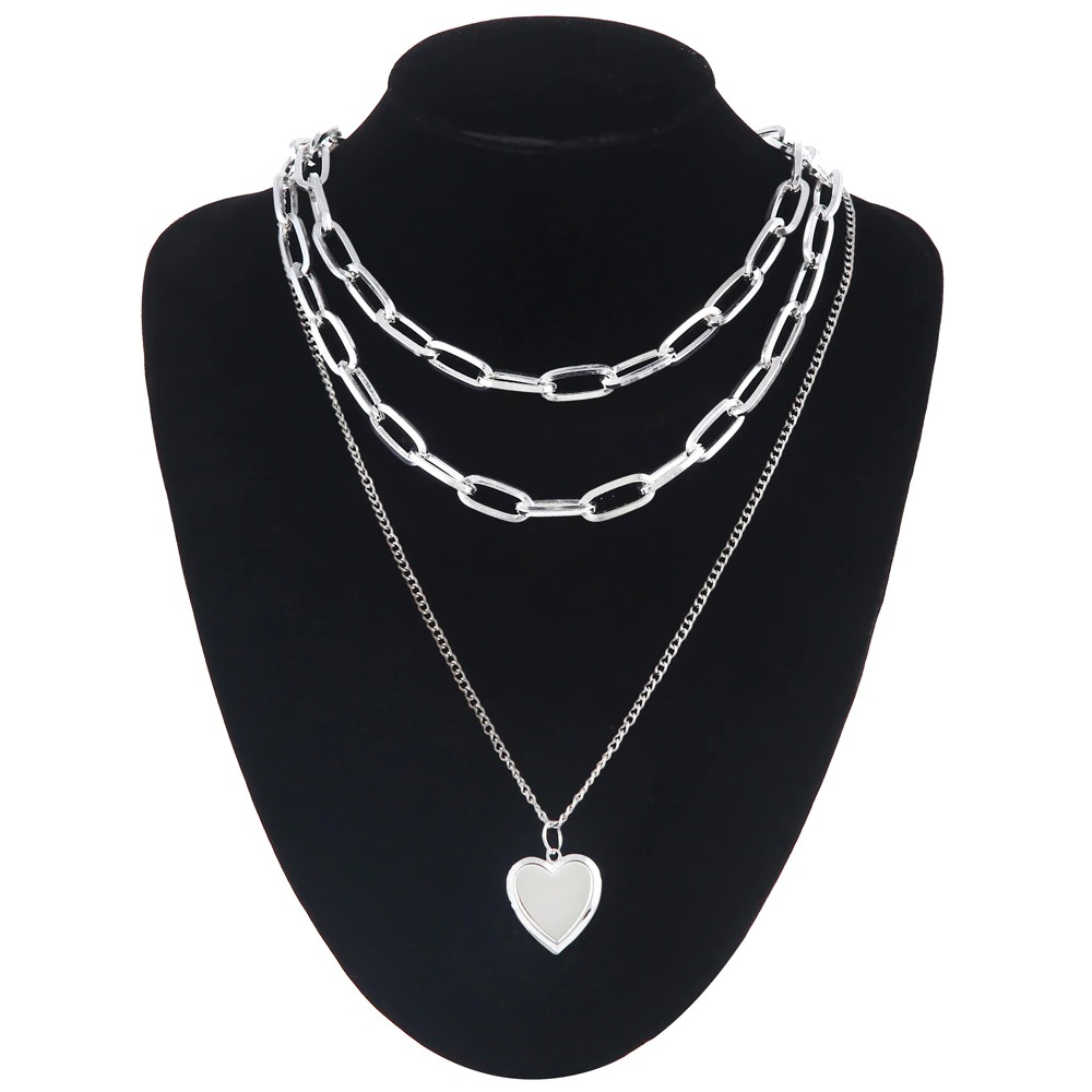 Chain Necklace With Heart for / Aesthetic Layered Necklace