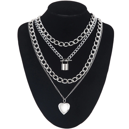 Chain Necklace With Heart for / Aesthetic Layered Necklace