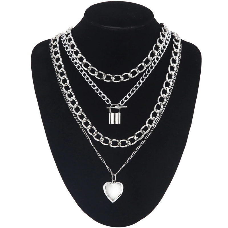 Chain Necklace With Heart for / Aesthetic Layered Necklace