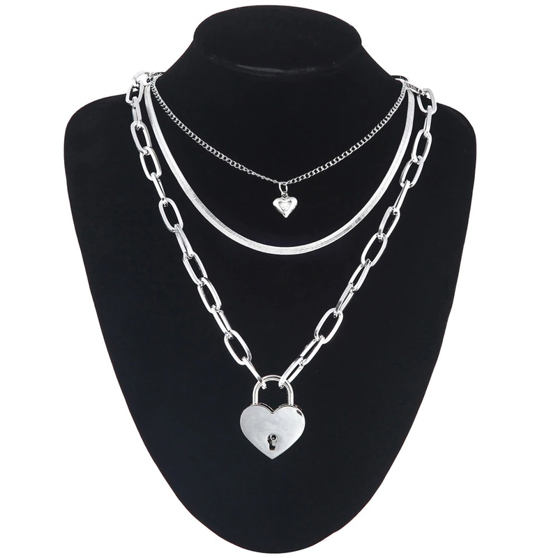 Chain Necklace With Heart for / Aesthetic Layered Necklace