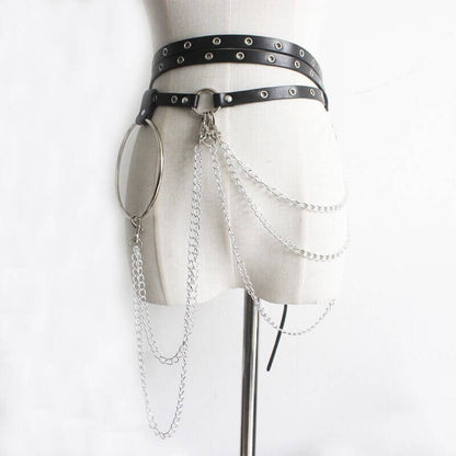 Chain Tassels Pu Leather Punk Waist Belt