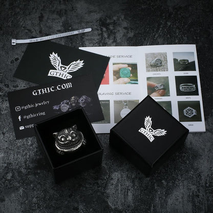 Smiling Cat Stainless Steel Ring