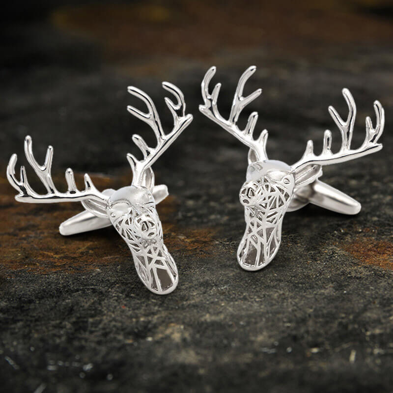 Christmas Reindeer Bullet Back Brass Cufflinks