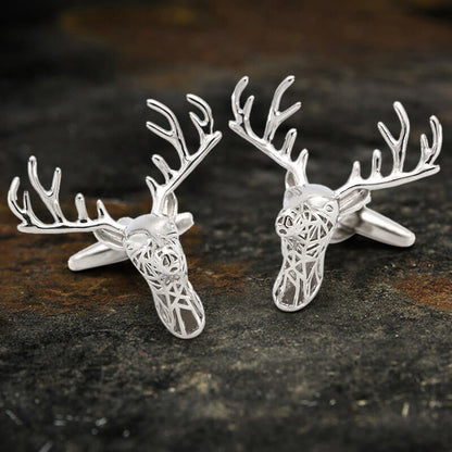Christmas Reindeer Bullet Back Brass Cufflinks