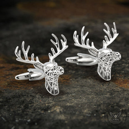 Christmas Reindeer Bullet Back Brass Cufflinks