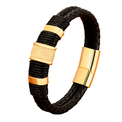 Classic Stainless Steel Genuine Leather Bracelet / Double-layer Design Jewel