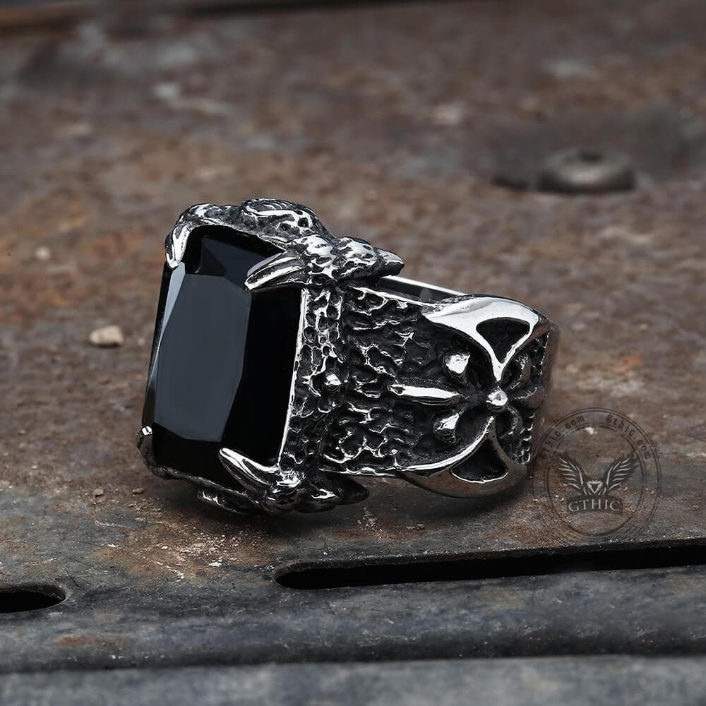 Classic Claw Stainless Steel Cz Ring