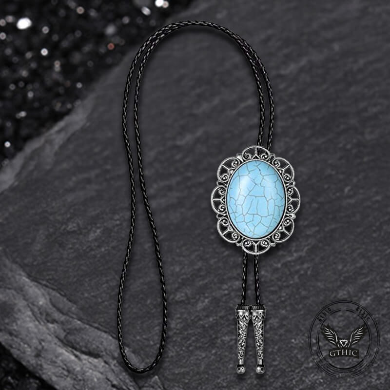 Classic Turquoise Western Cowboy Alloy Bolo Tie