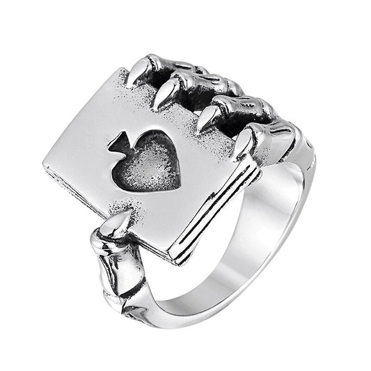 Claw Spade Stainless Steel Ring / Titanium Steel Jewelry in Rock Style