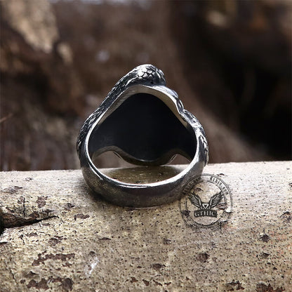Coiled Snake Skull Stainless Steel Ring