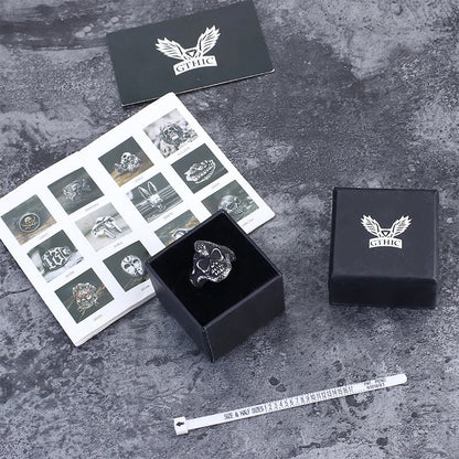 Coiled Snake Skull Stainless Steel Ring