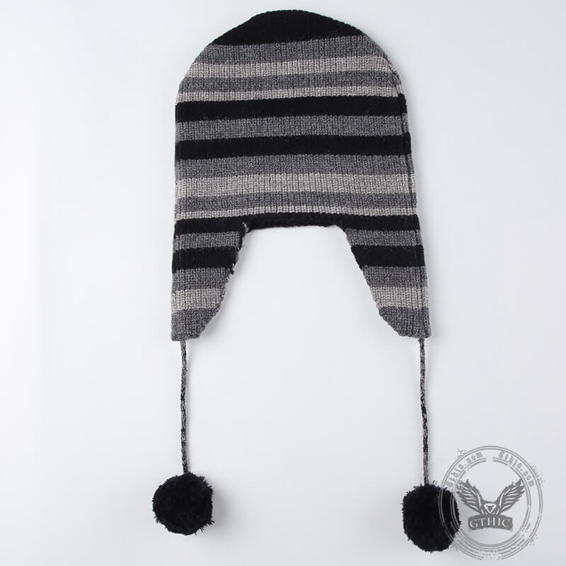 Color Block Stripes Knit Trapper Hat