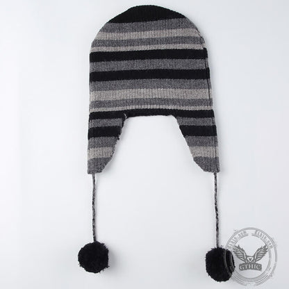 Color Block Stripes Knit Trapper Hat