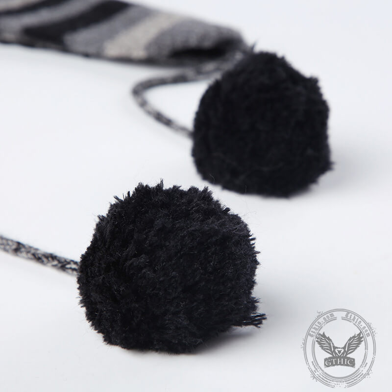 Color Block Stripes Knit Trapper Hat