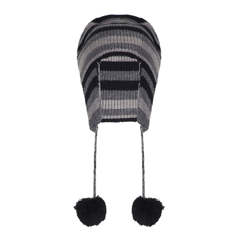 Color Block Stripes Knit Trapper Hat