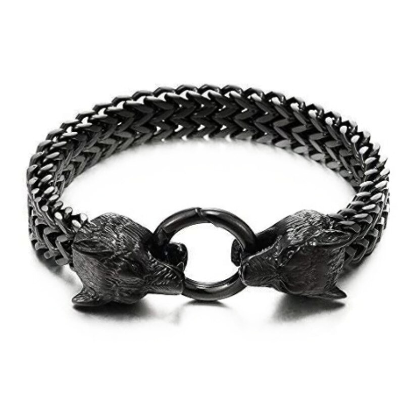 Cool Bracelet / Wolf Head Rock Style Jewelry / Stainless Steel Bracelet