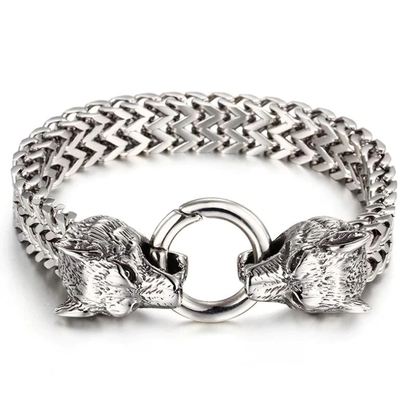 Cool Bracelet / Wolf Head Rock Style Jewelry / Stainless Steel Bracelet