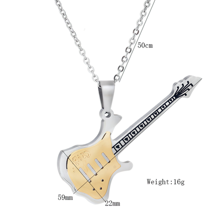 Cool Metal Chain Guitar Necklace Pendant / Quality Punk Style Jewelry