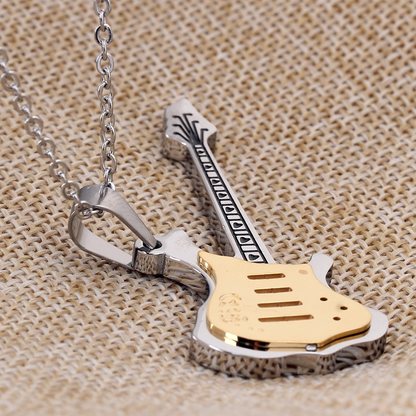 Cool Metal Chain Guitar Necklace Pendant / Quality Punk Style Jewelry