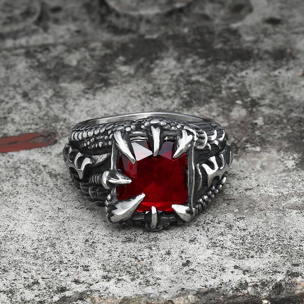 Cool Dragon Claw Stainless Steel Cz Ring