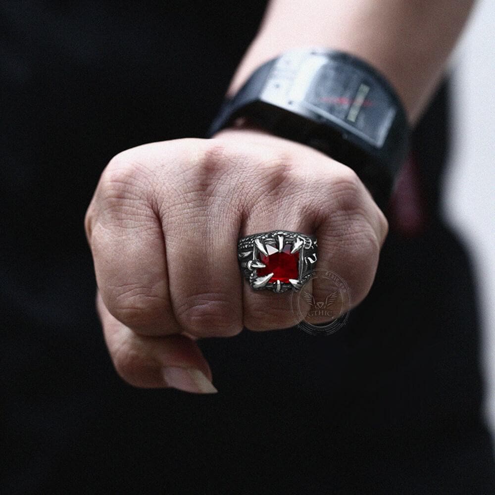 Cool Dragon Claw Stainless Steel Cz Ring