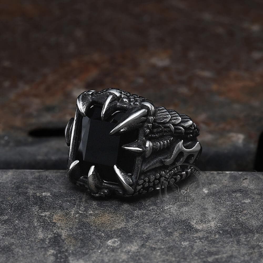 Cool Dragon Claw Stainless Steel Cz Ring