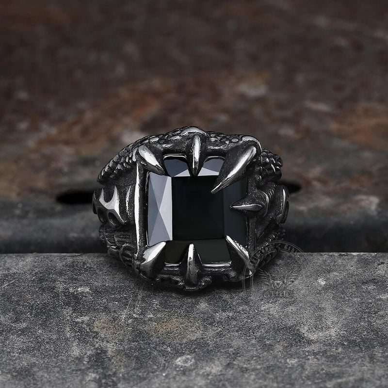 Cool Dragon Claw Stainless Steel Cz Ring
