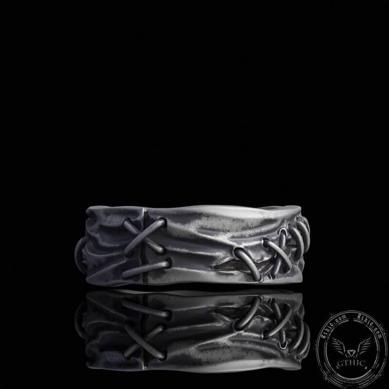 Crack Sew Knot Sterling Silver Ring