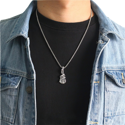 Creative Accessories of Snake on Guitar-shaped / Pure Silver Pendant / Rock Style