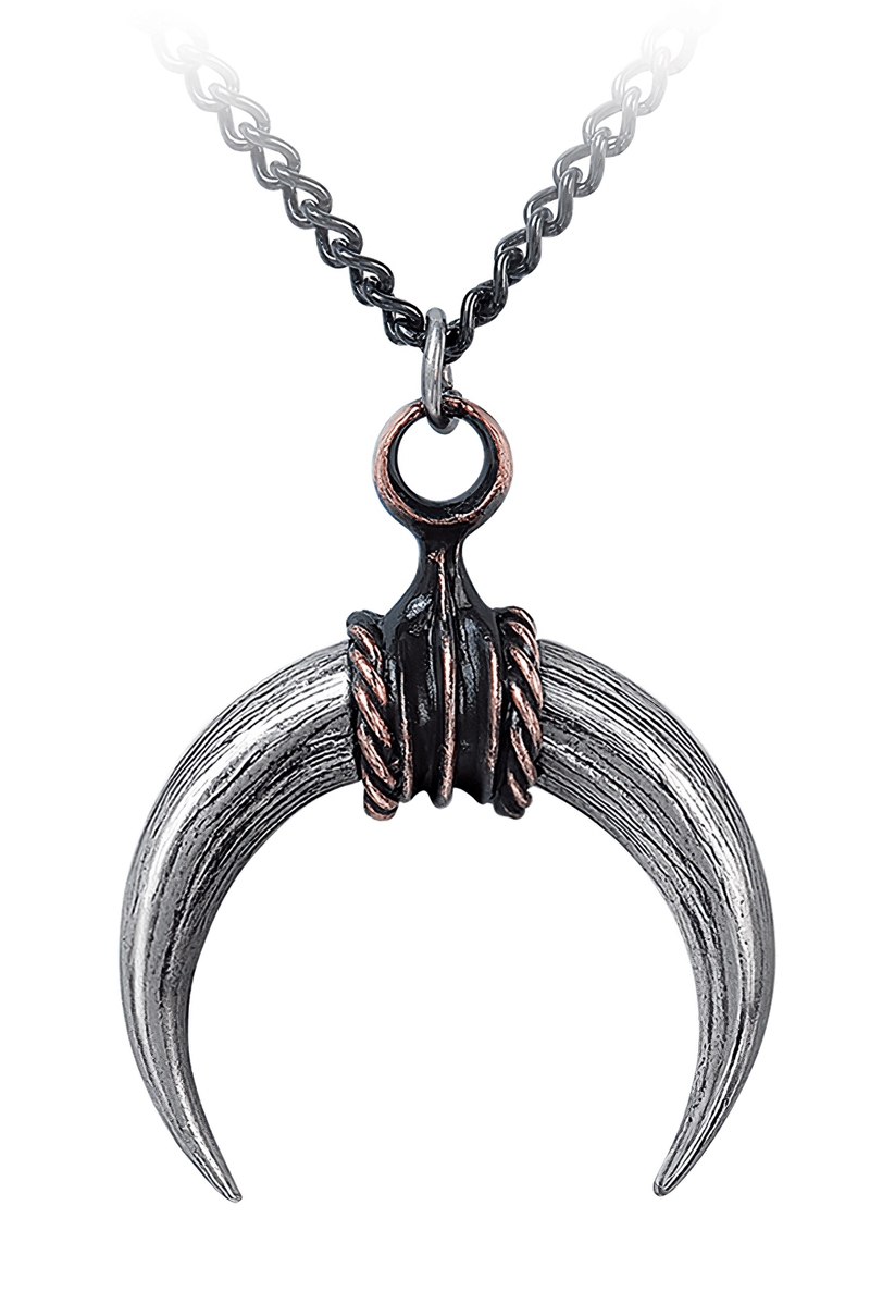 Crescent Bull Horn Pendant With Antiqued Finish