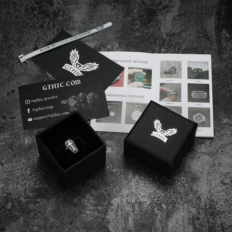 Cross and Coffin Stainless Steel Ring