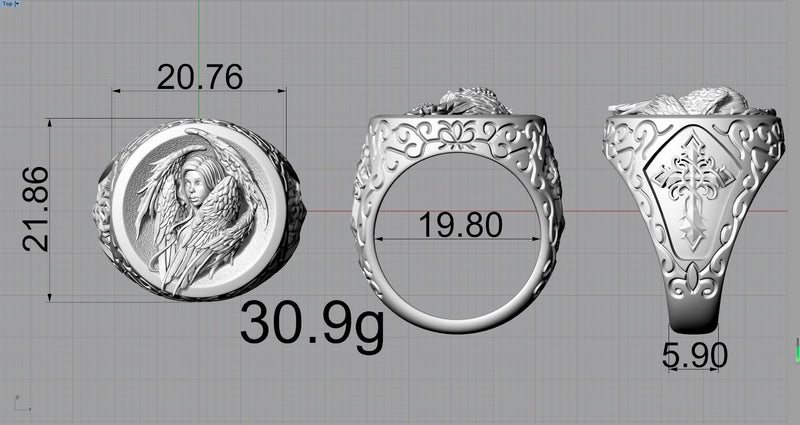 Cross Archangel Guardian Sterling Silver Ring