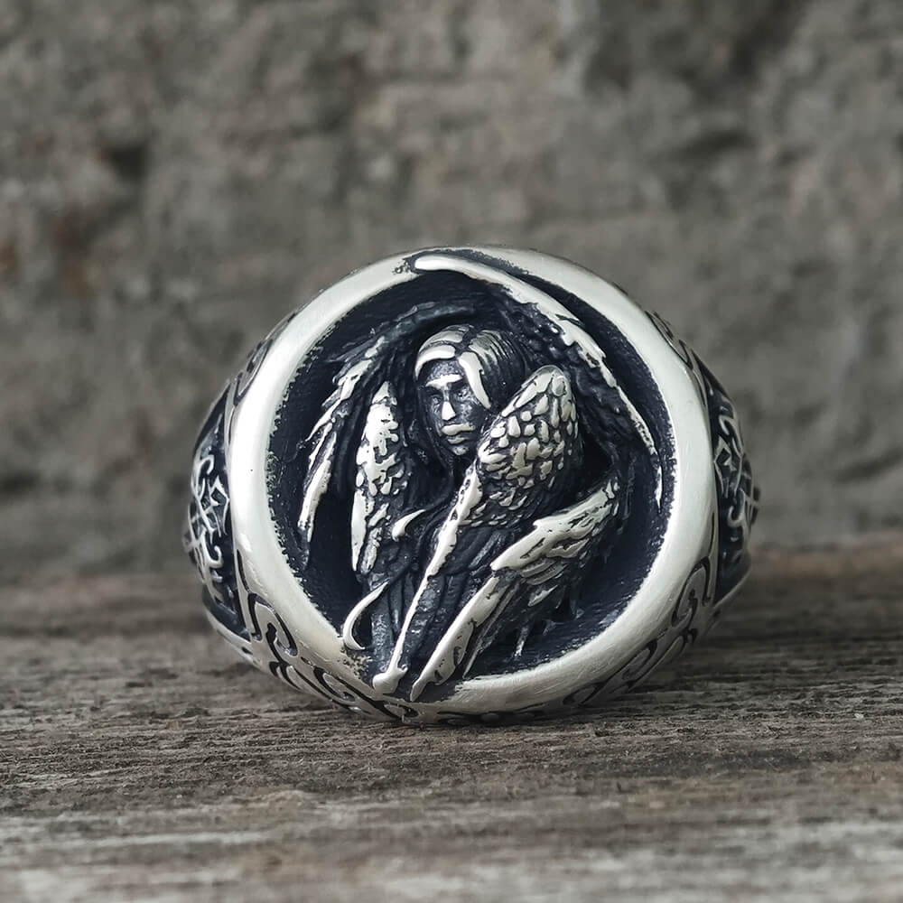 Cross Archangel Guardian Sterling Silver Ring