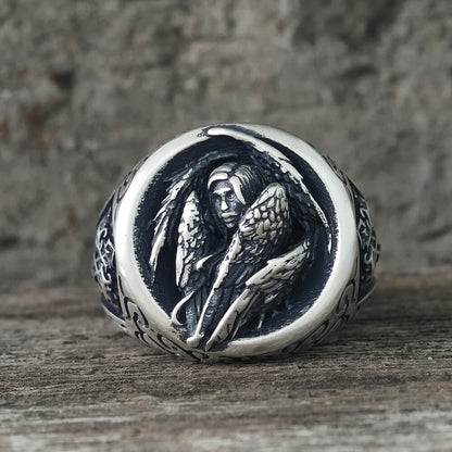 Cross Archangel Guardian Sterling Silver Ring