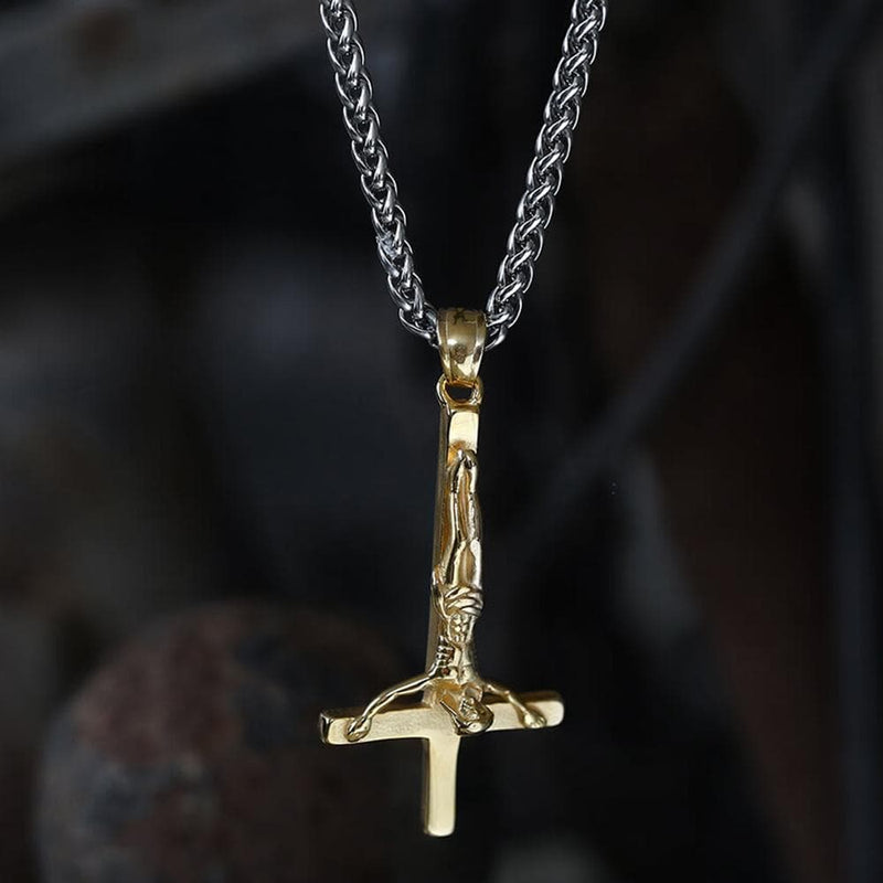 Cross of Saint Peter Stainless Steel Pendant