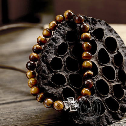 Cross Skull Stainless Steel Bead Bracelet