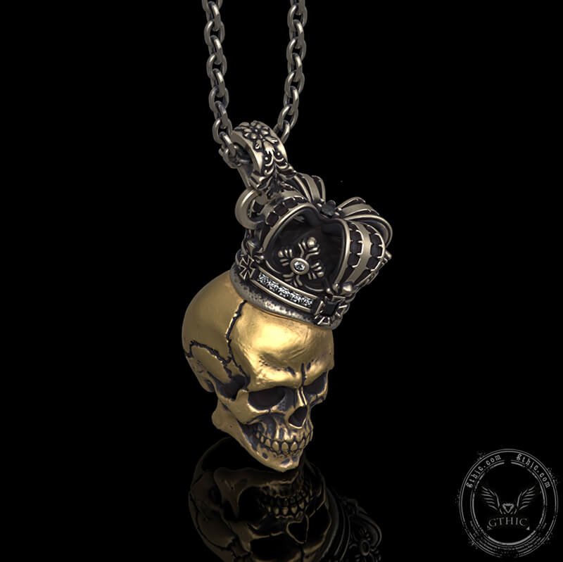 Crown Skull Sterling Silver Pendant