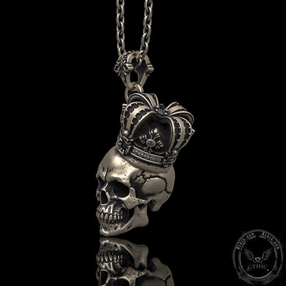 Crown Skull Sterling Silver Pendant
